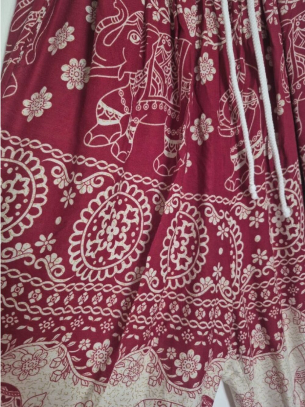 Boho Elephant Print Yoga Harem Pants Womens One Size red with pockets